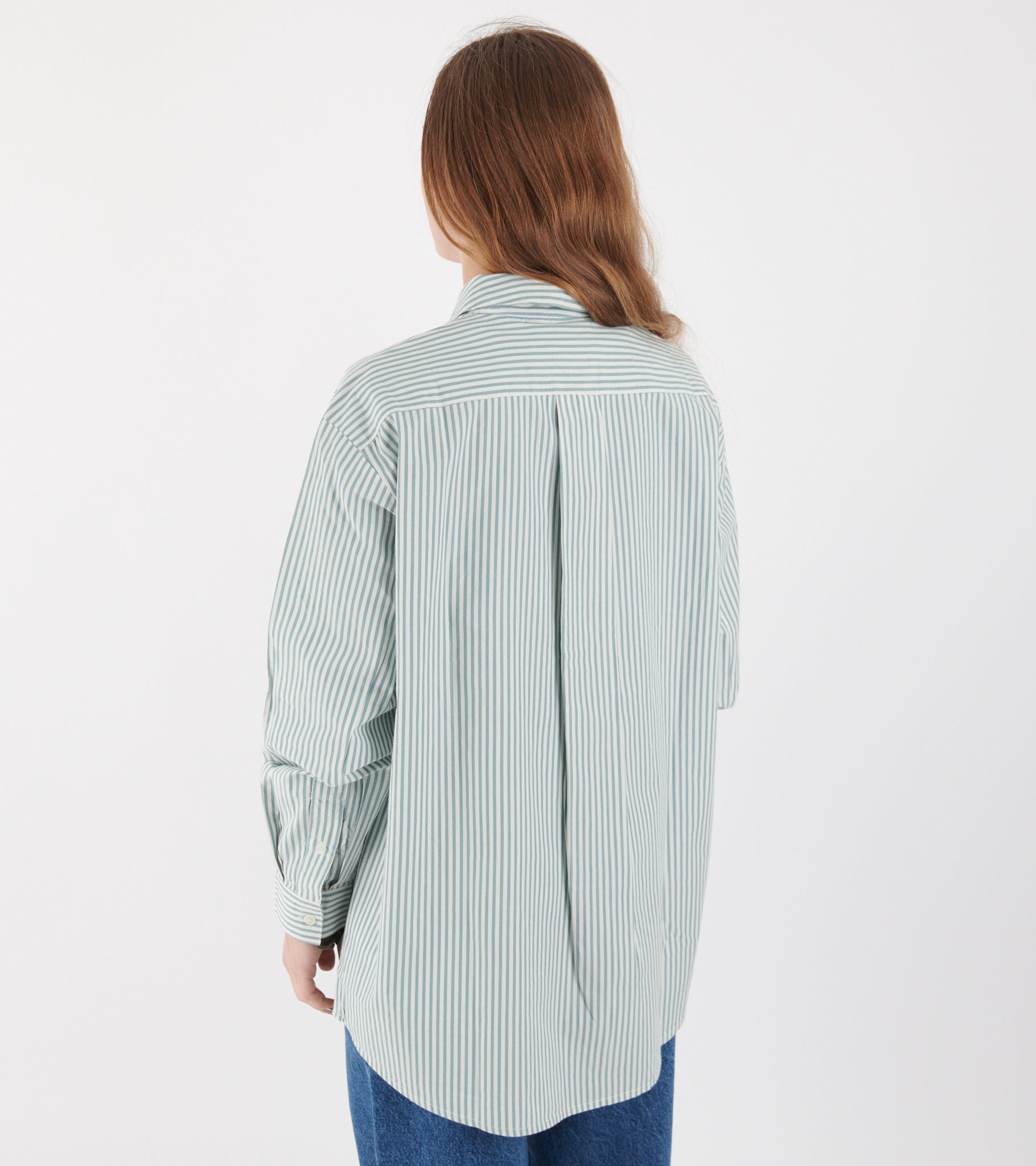 Edgar Shirt White/Aqua Stripe