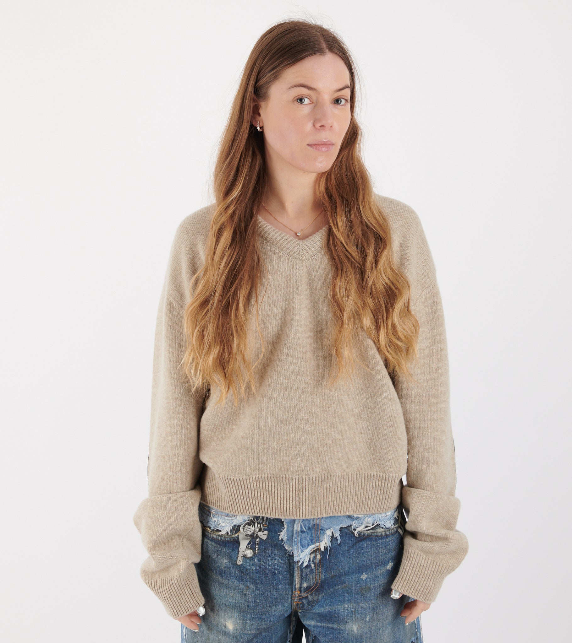 Open Back Wool Knit Beige