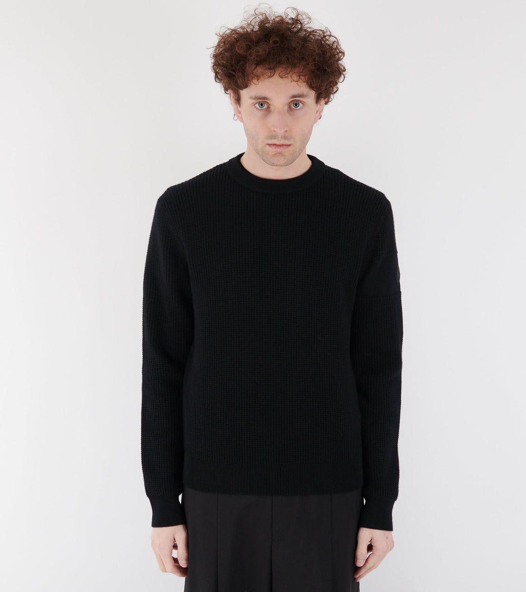 Waffle Logo Wool Jumper Black