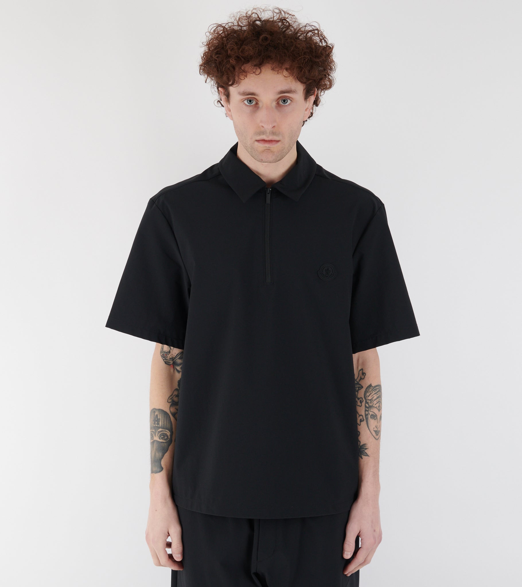 Logo Short Sleeve Half-zip Shirt Black