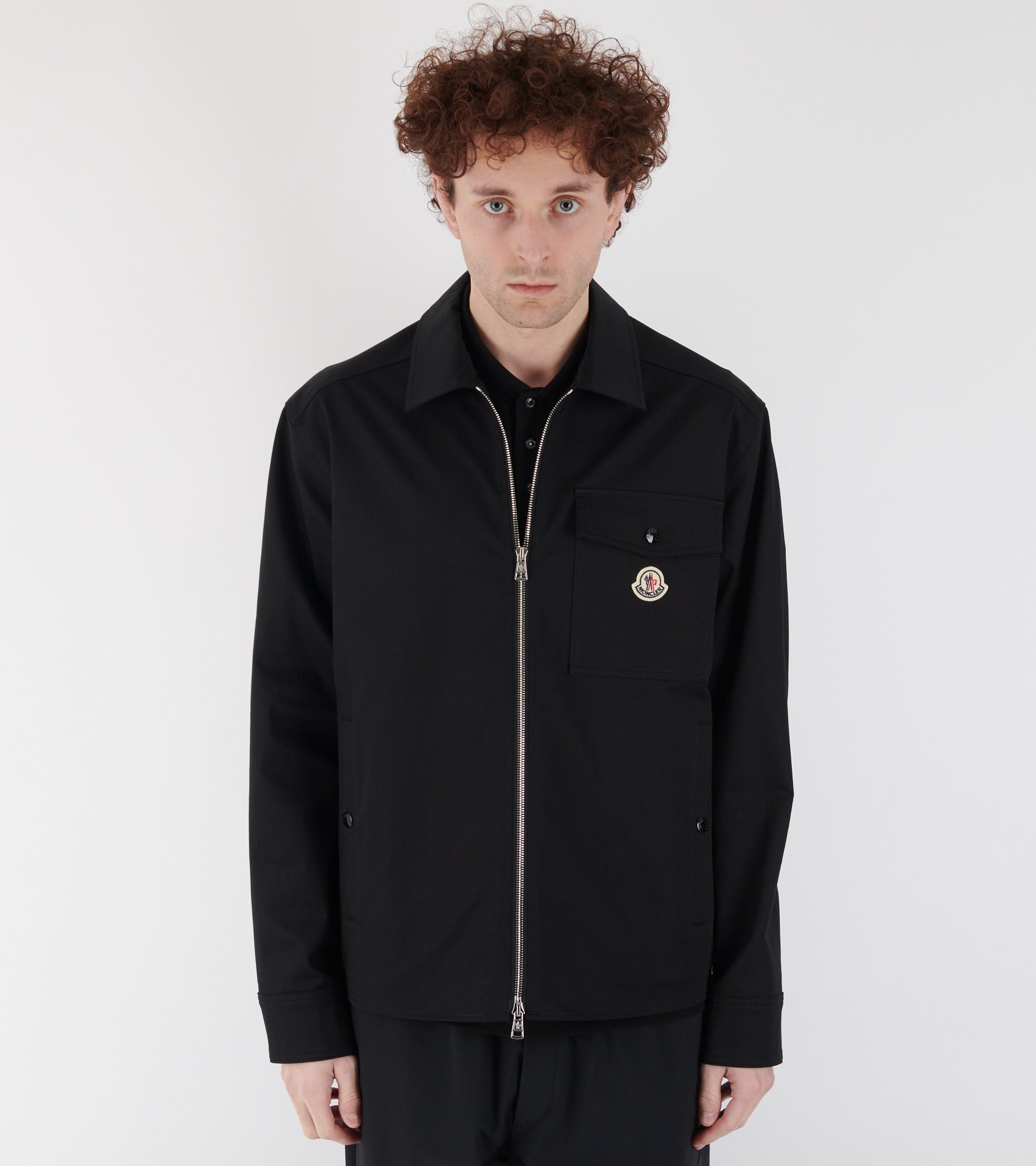Cotton Blend Shirt Jacket Black