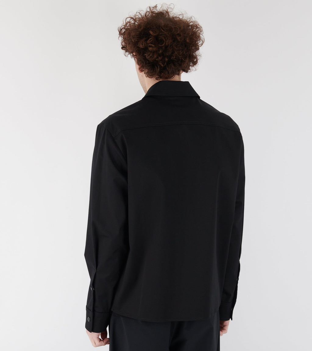 Cotton Blend Shirt Jacket Black