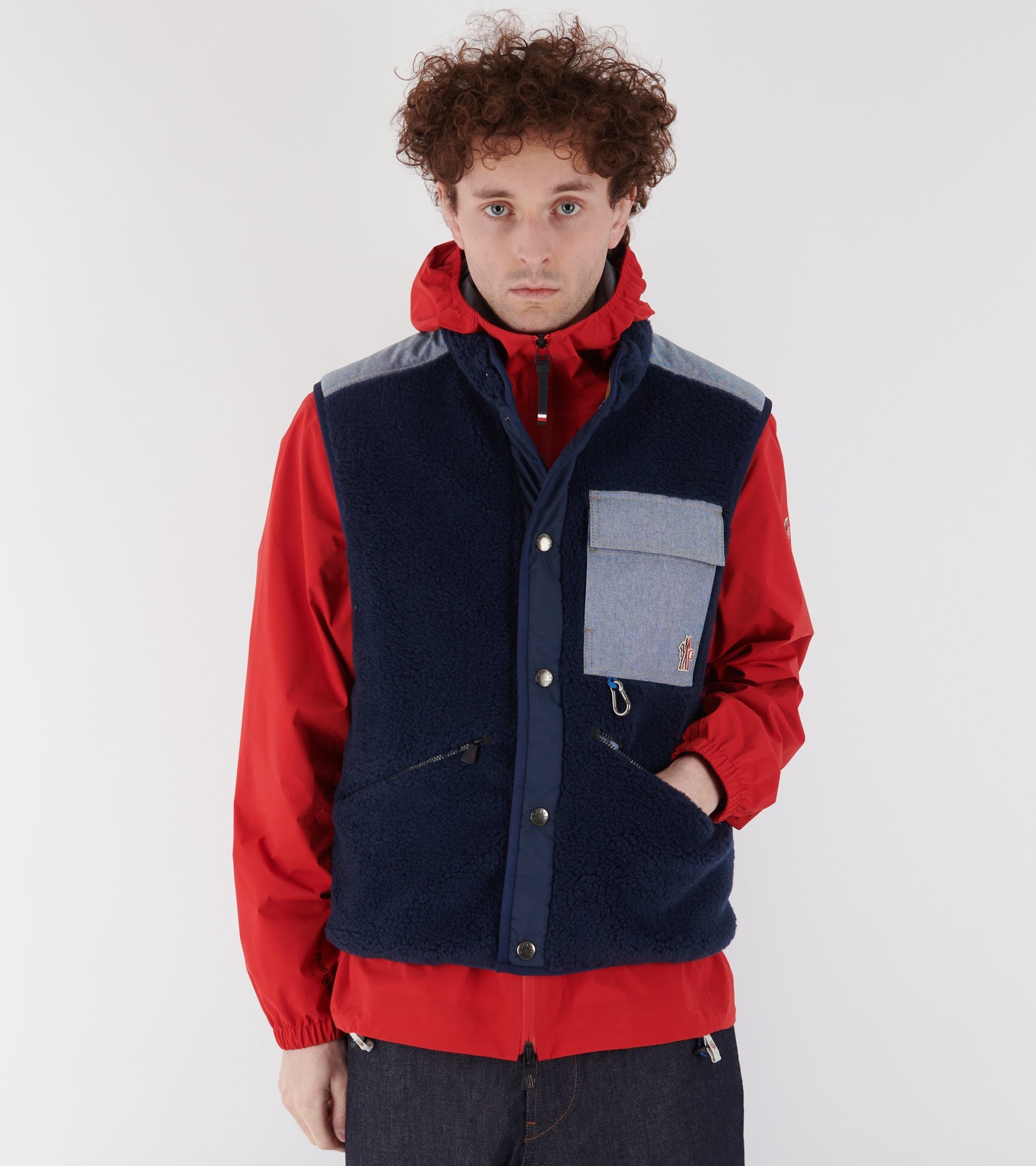 Teddy & Chambray Vest Navy Blue