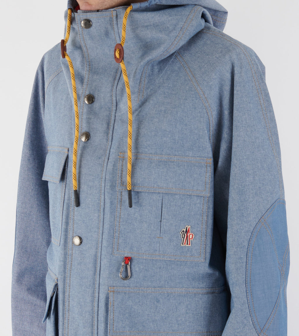 Ajaccio Chambray Hooded Field Jacket Light Blue