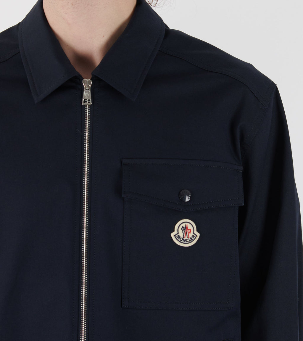 Cotton Blend Shirt Jacket Navy Blue