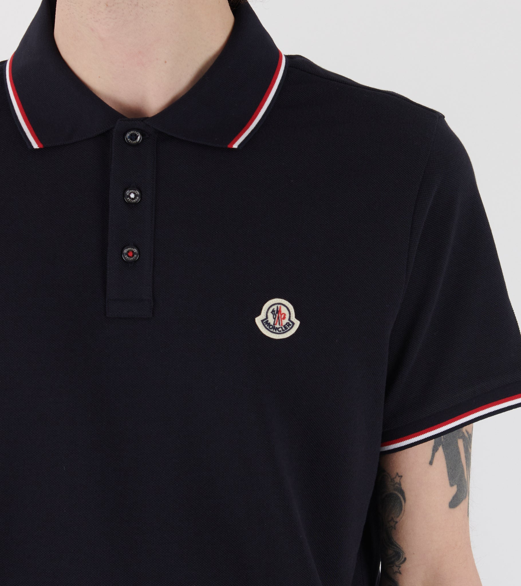 Tricolour Cotton Piqué S/S Polo Dark Blue