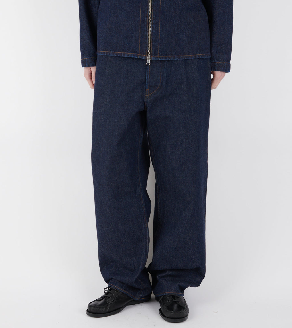 Indigo Denim Rinsed Loose Jeans Blue