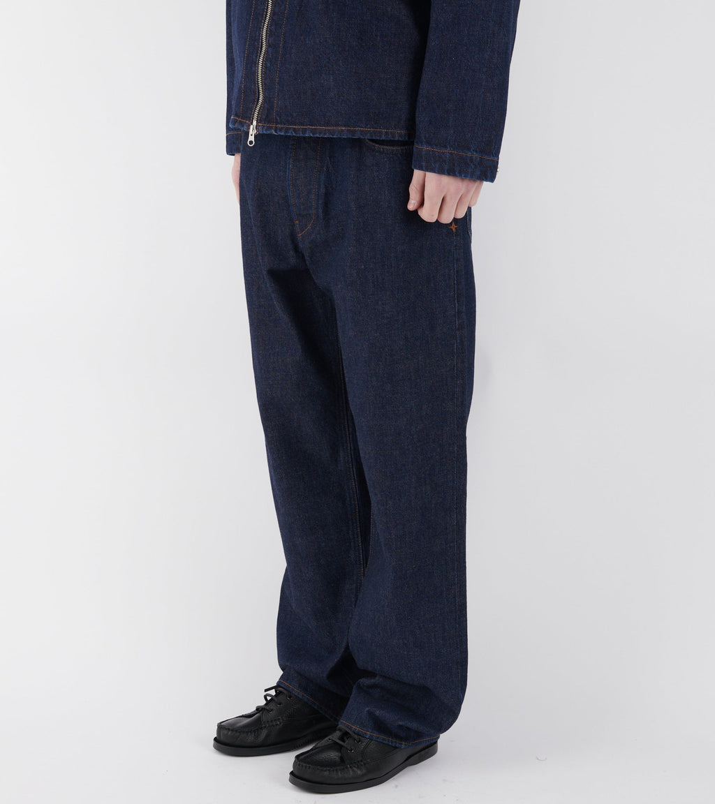Indigo Denim Rinsed Loose Jeans Blue