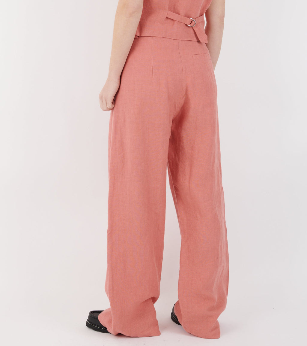 Linen Wide Box Pants Raspberry