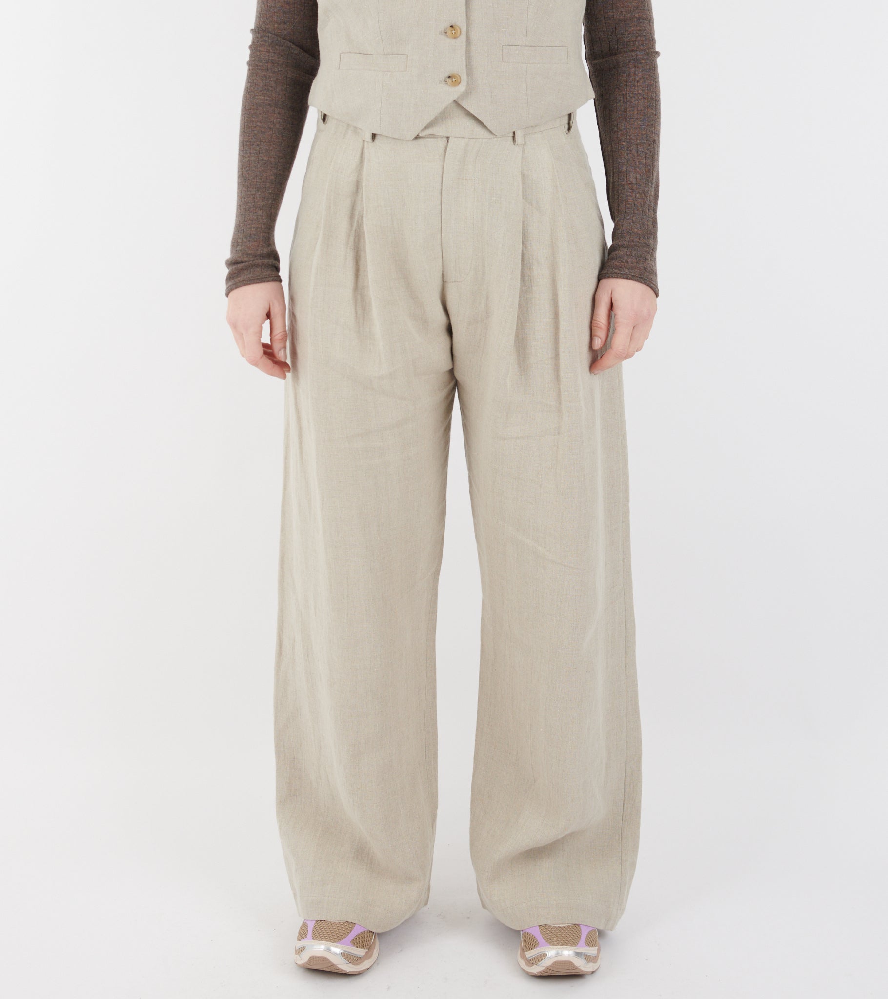 Linen Wide Box Pants Nature