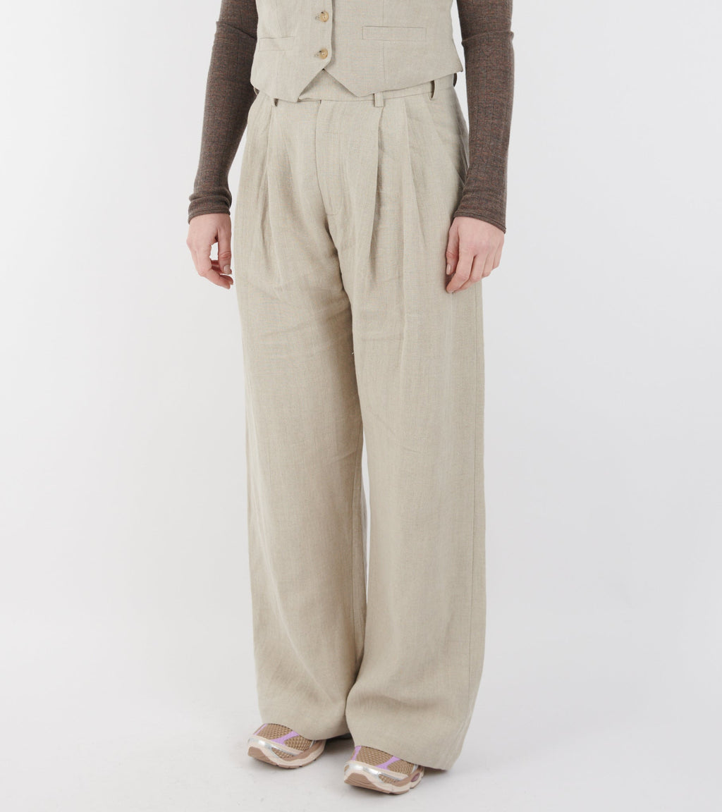 Linen Wide Box Pants Nature
