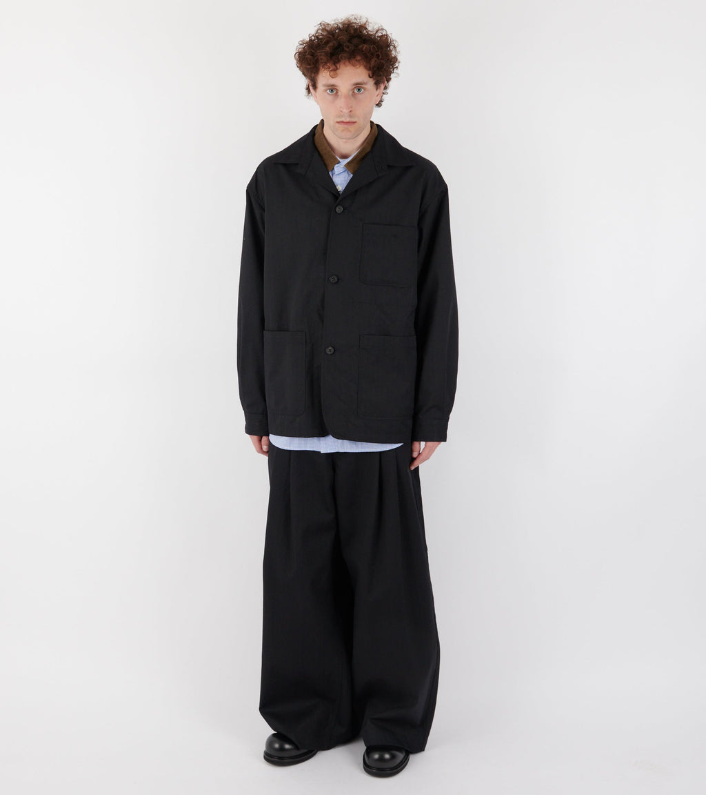 Striped Wool Blend Blazer Black