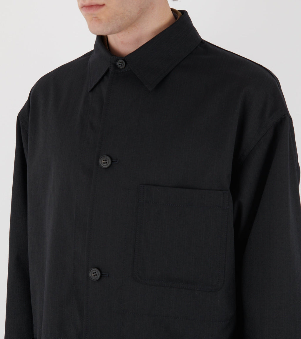 Striped Wool Blend Blazer Black
