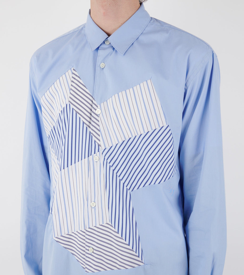 Patchwork 3D Cubes Shirt Light Blue