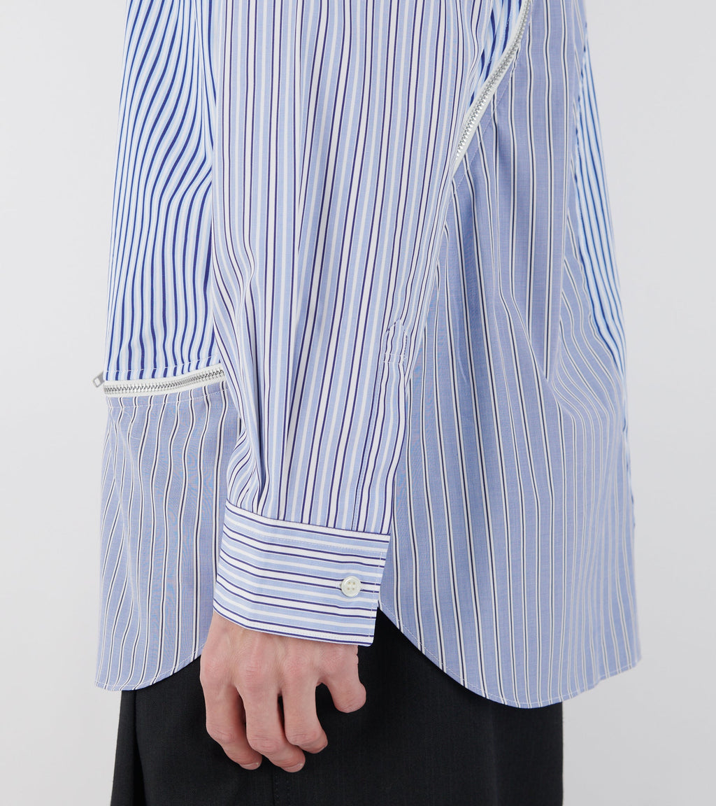 Striped Zip Shirt Blue/White Mix