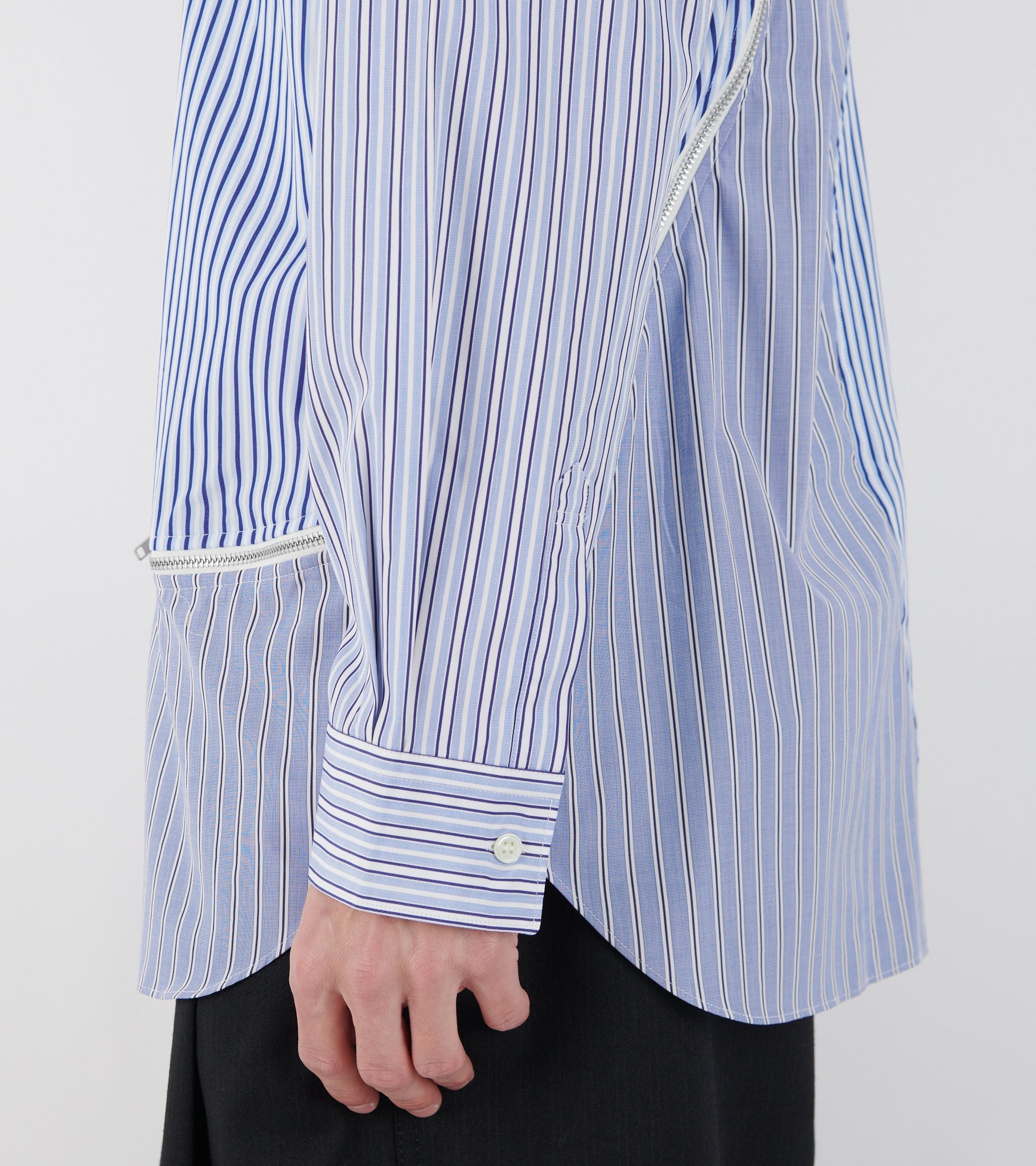 Striped Zip Shirt Blue/White Mix
