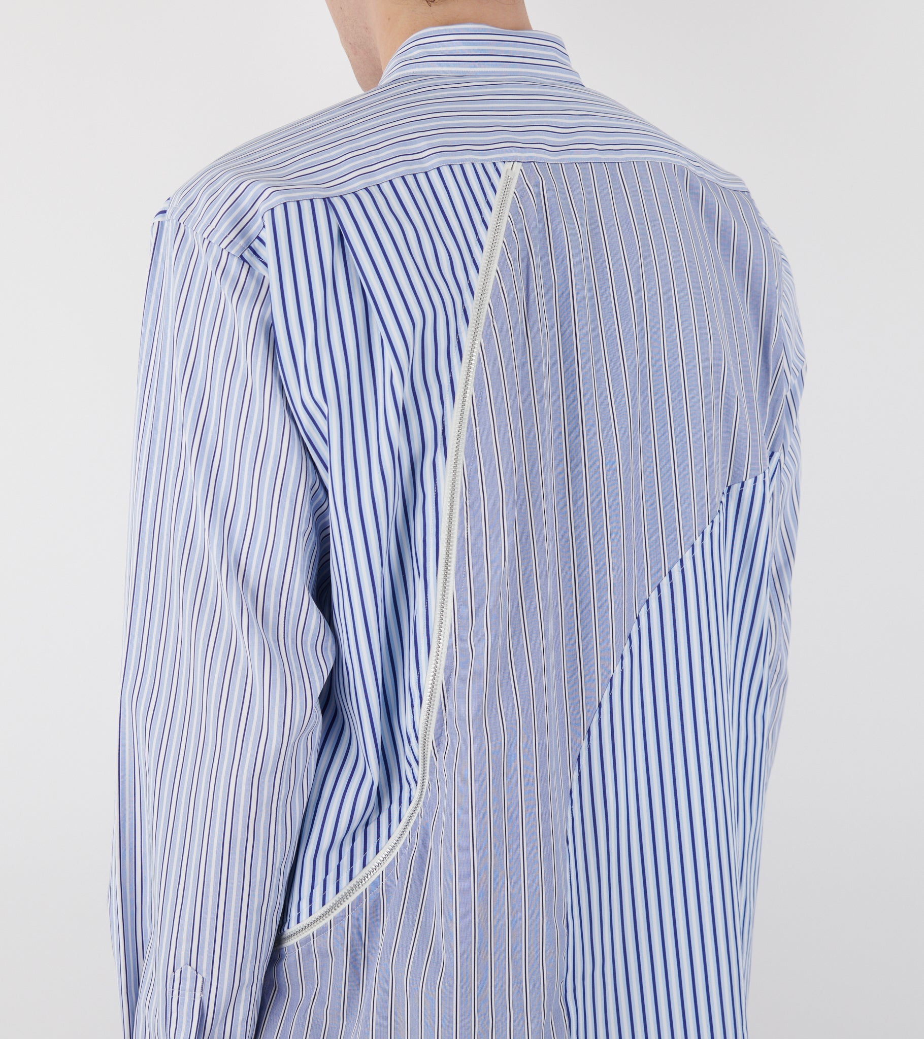 Striped Zip Shirt Blue/White Mix