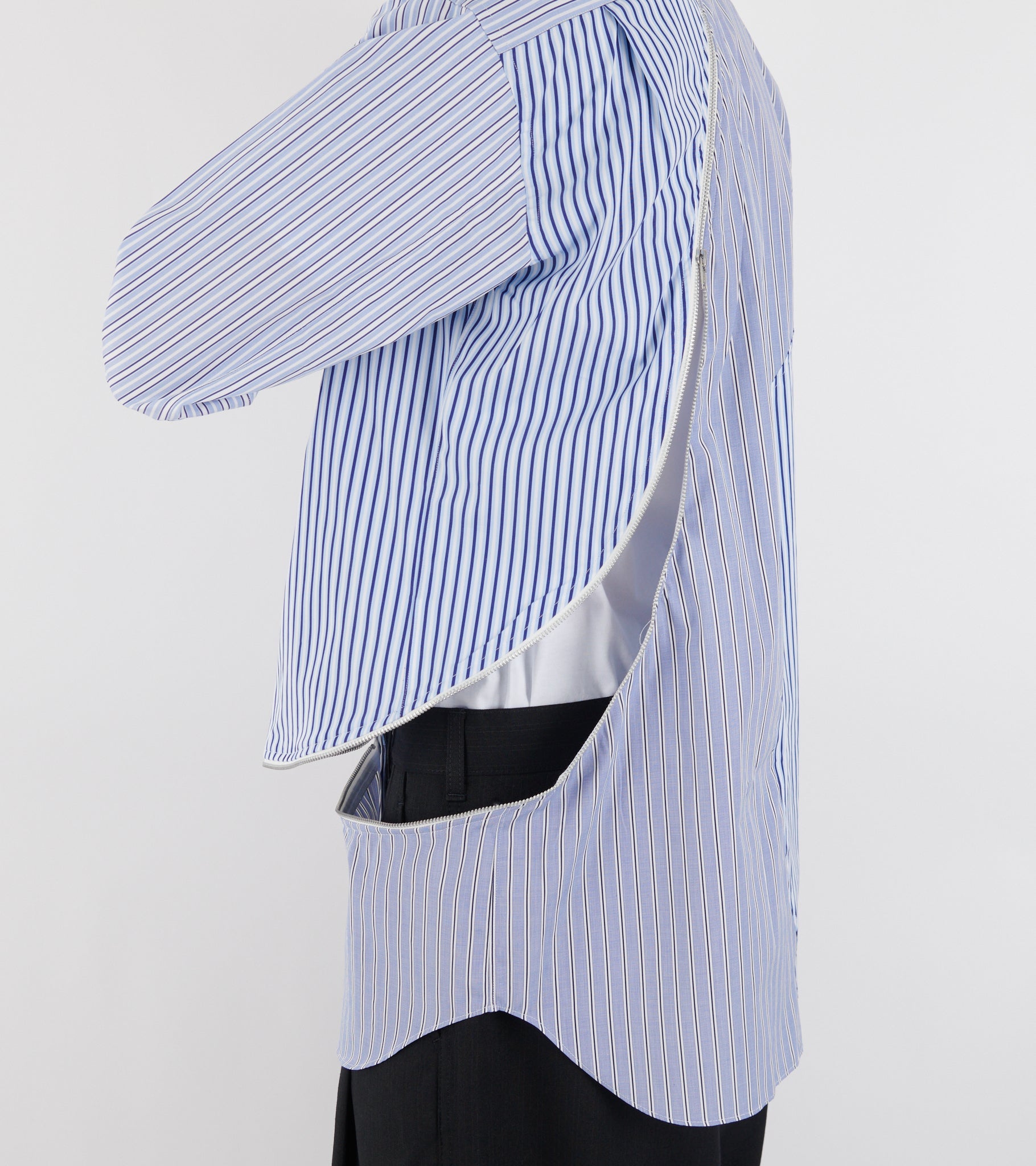 Striped Zip Shirt Blue/White Mix