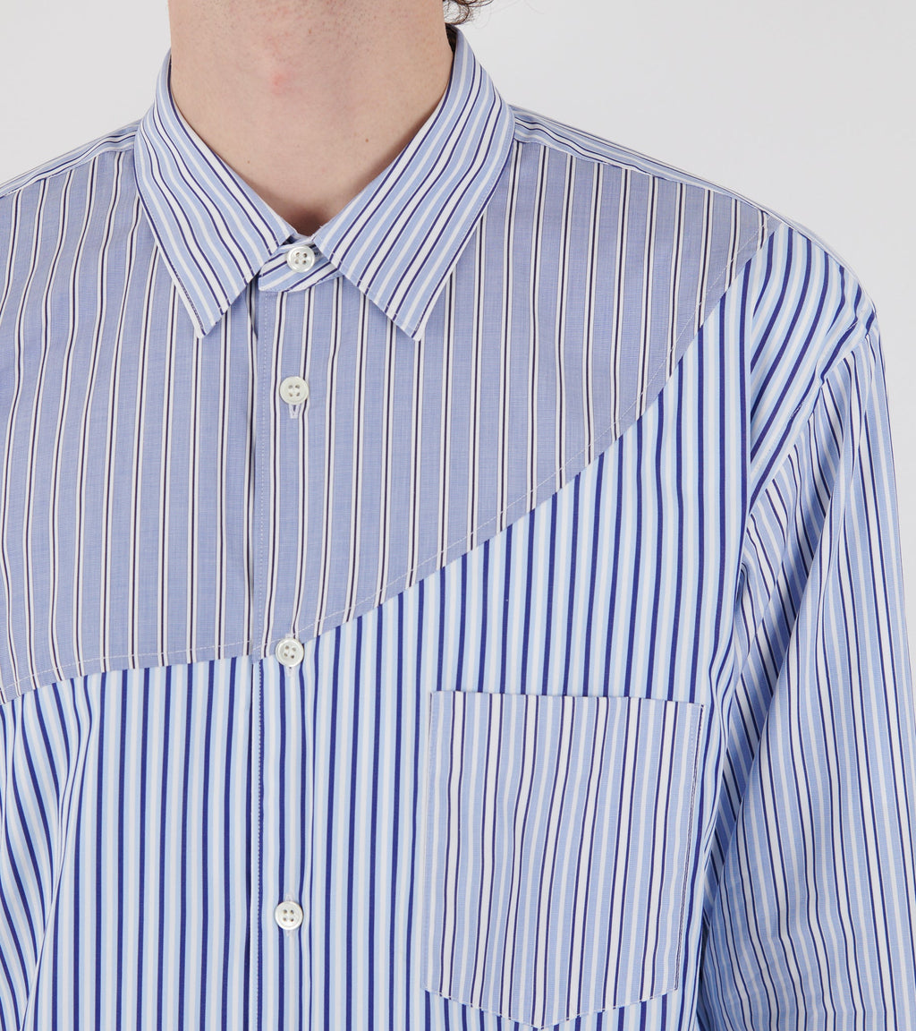 Striped Zip Shirt Blue/White Mix
