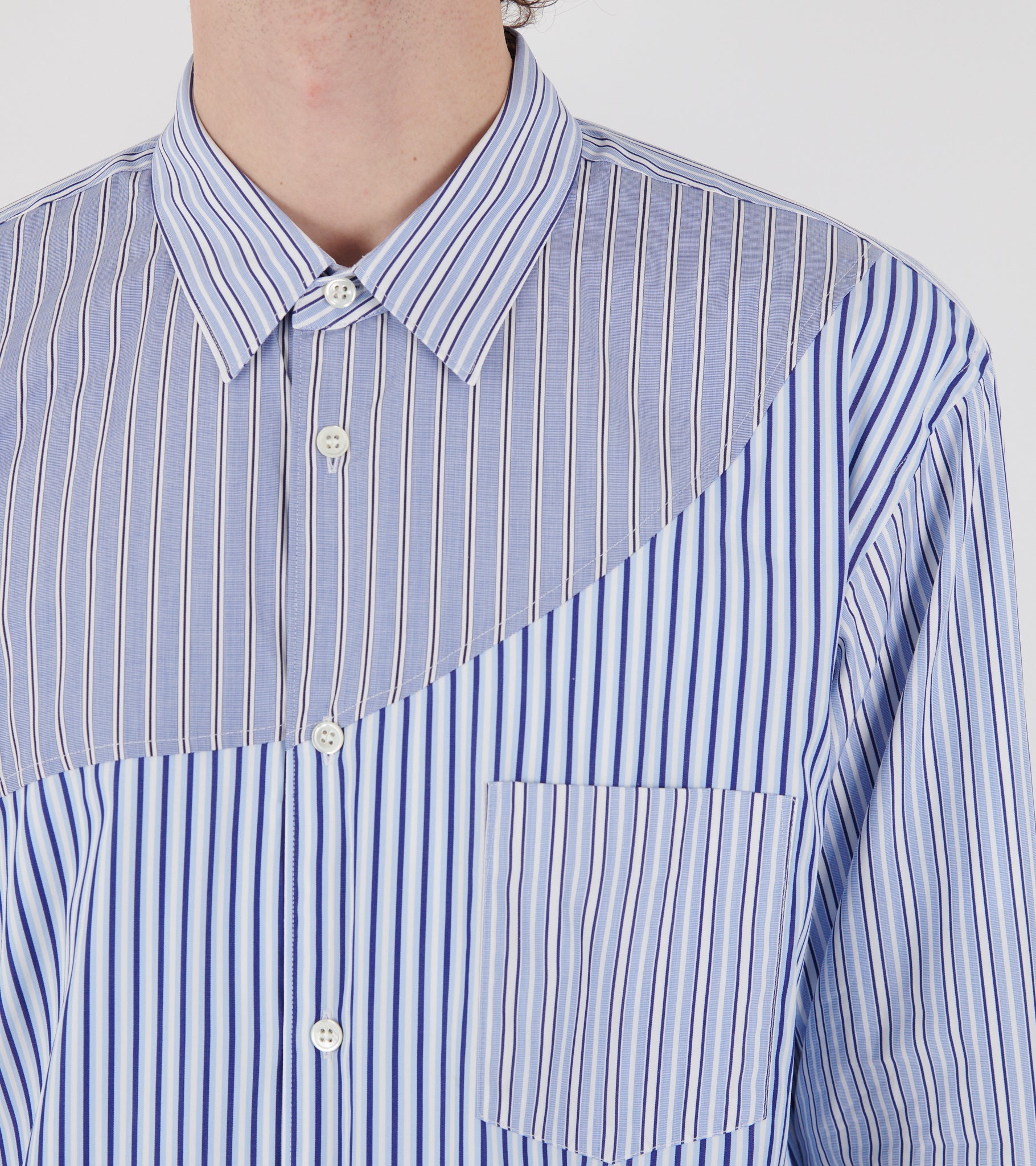 Striped Zip Shirt Blue/White Mix