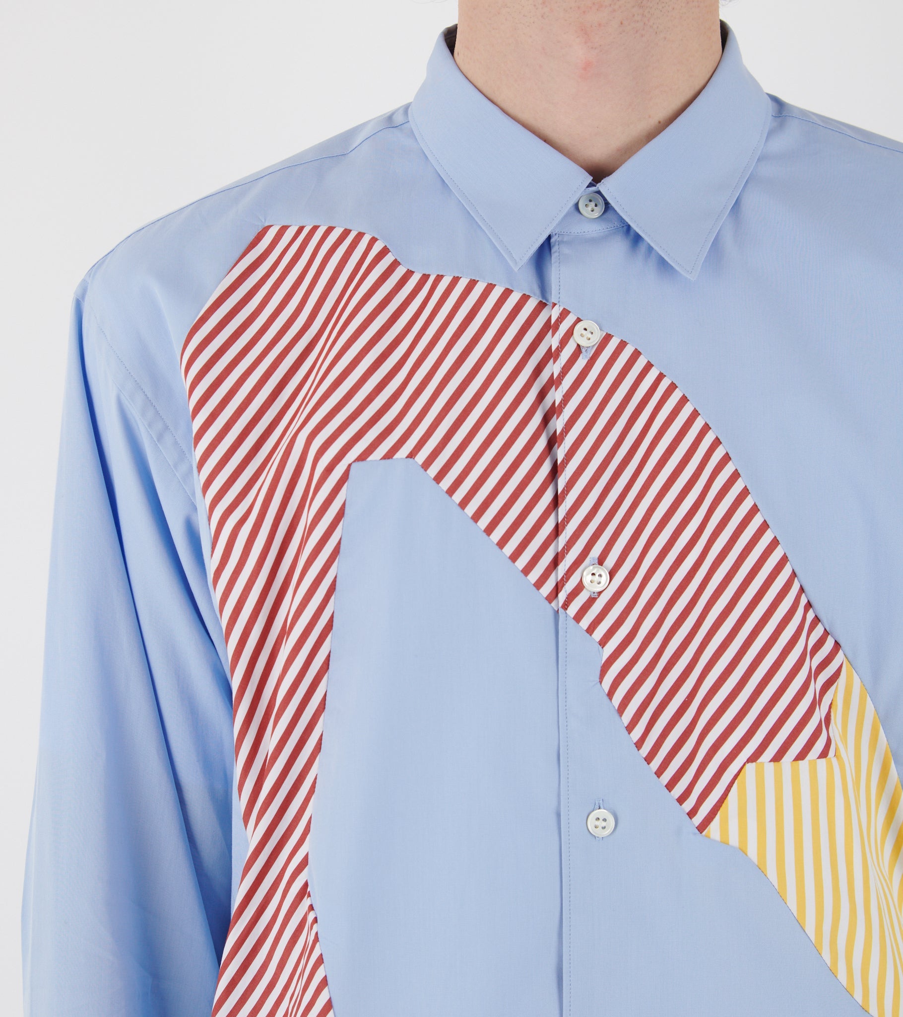 Color Patchwork Shirt Light Blue