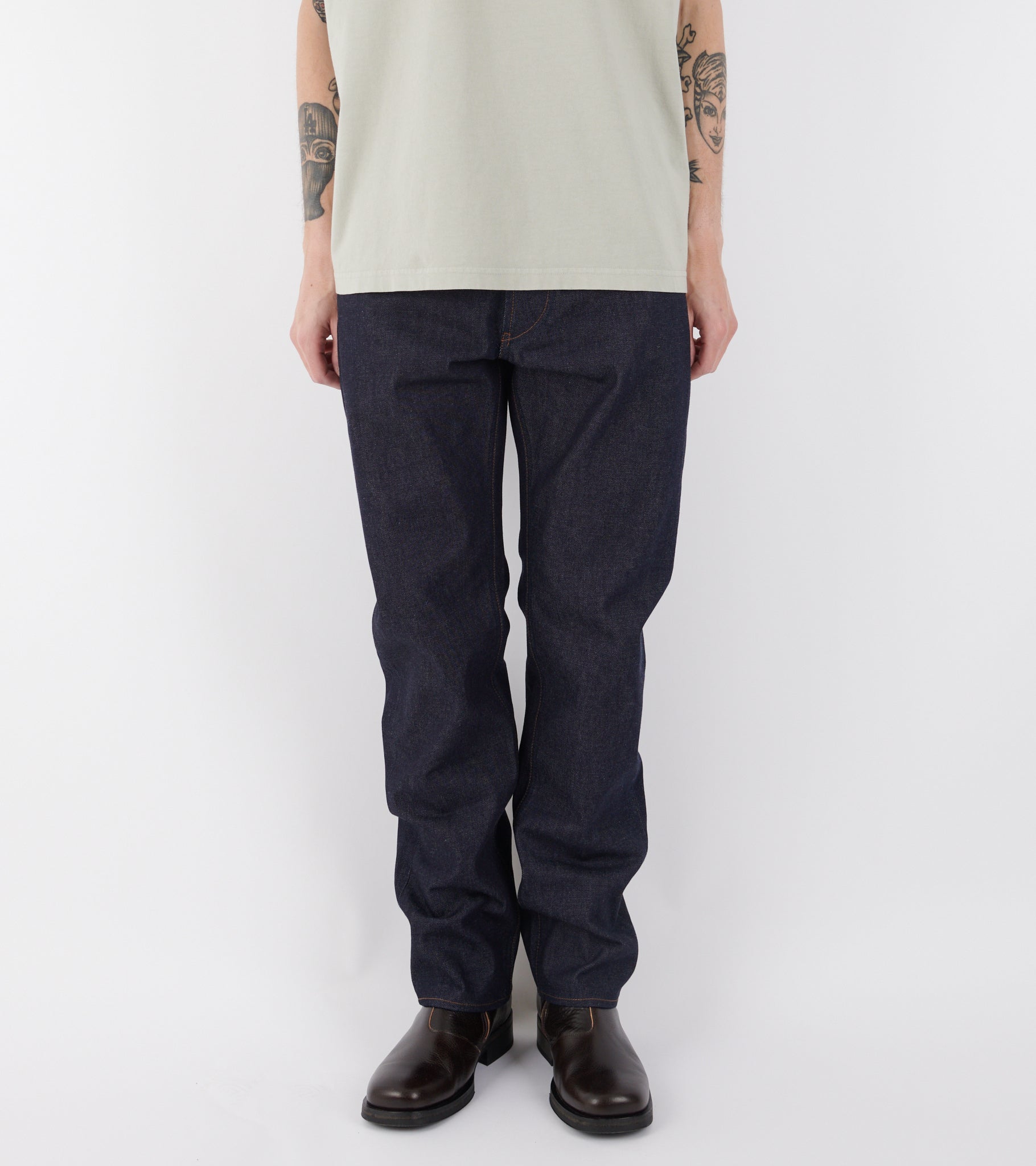 Indigo Denim Raw Jeans Straight Blue