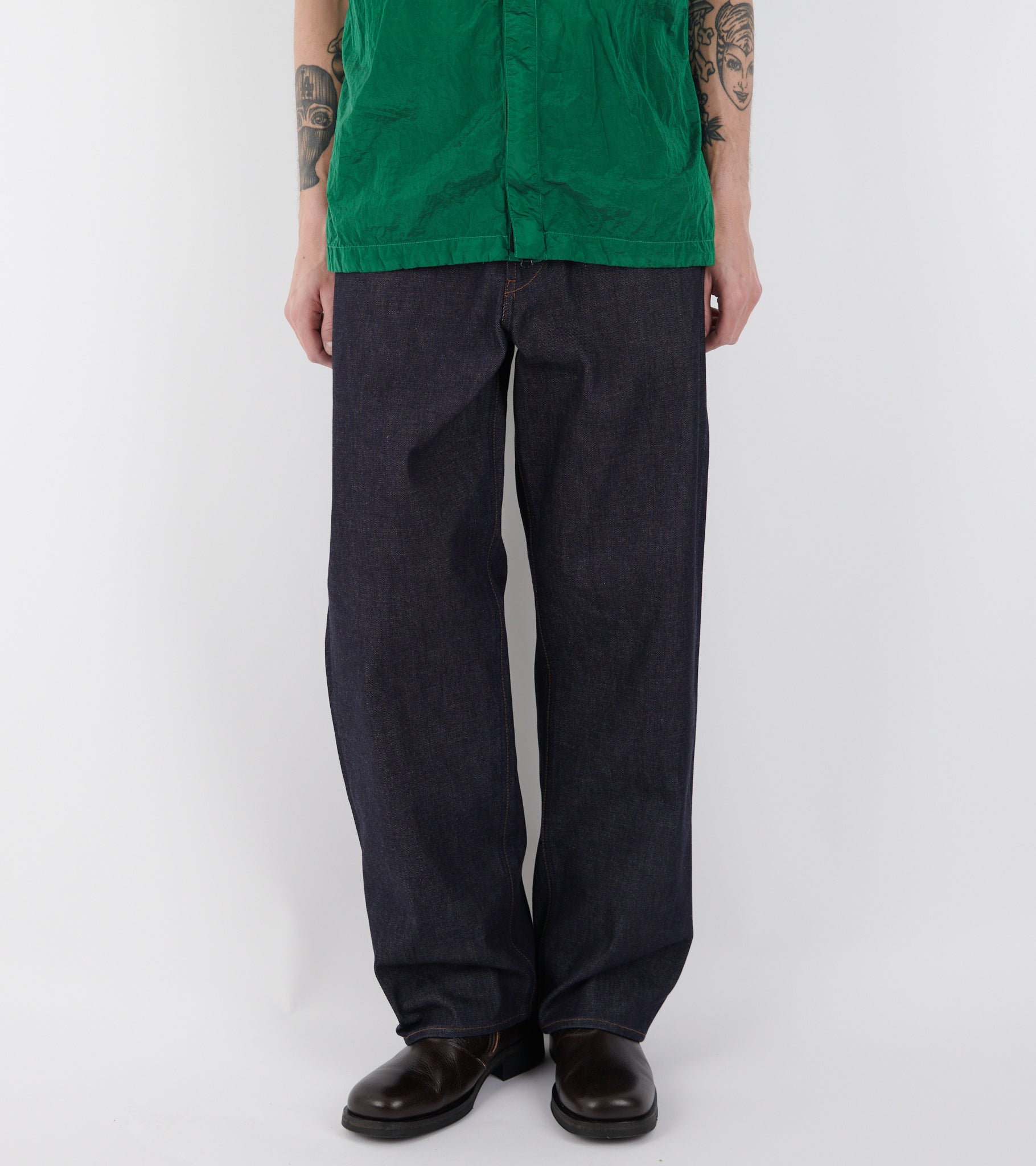 Indigo Denim Raw Jeans Loose Blue