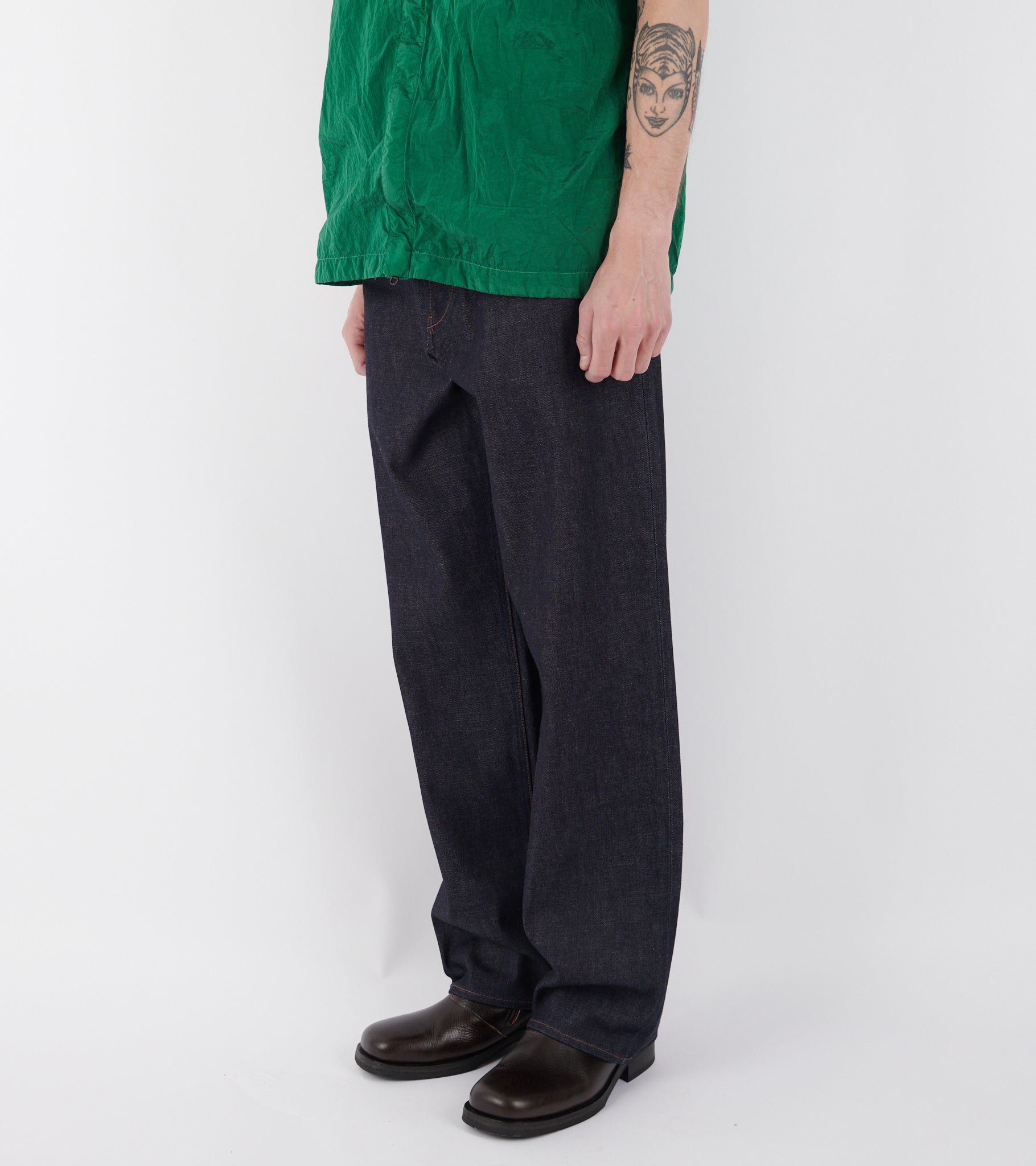 Indigo Denim Raw Jeans Loose Blue