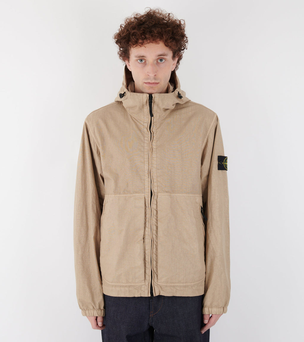 Organic-Look Nylon Panama-TC Jacket Beige