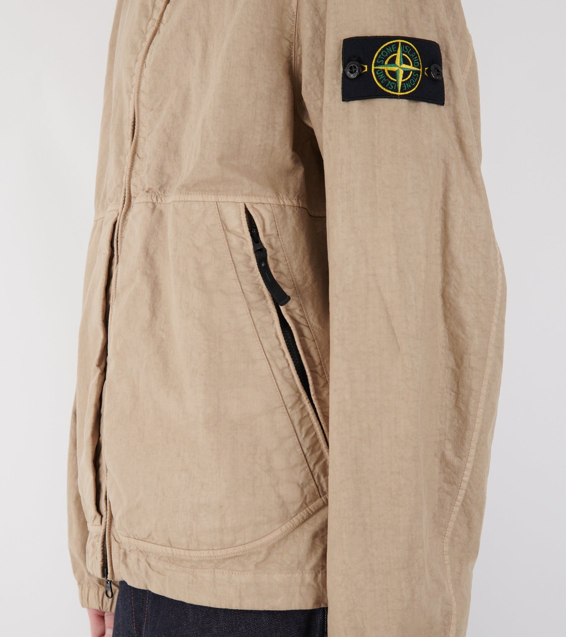 Organic-Look Nylon Panama-TC Jacket Beige