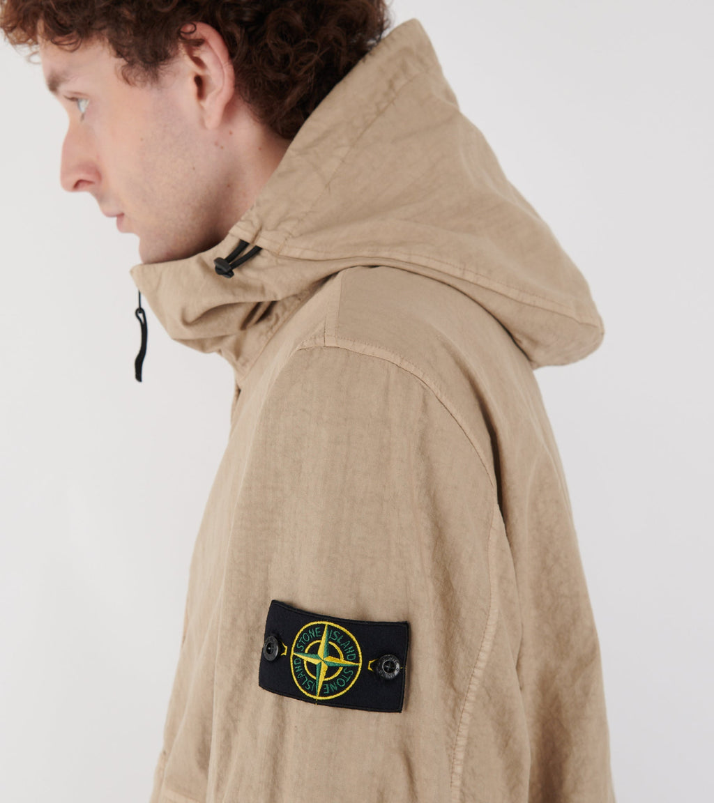 Organic-Look Nylon Panama-TC Jacket Beige
