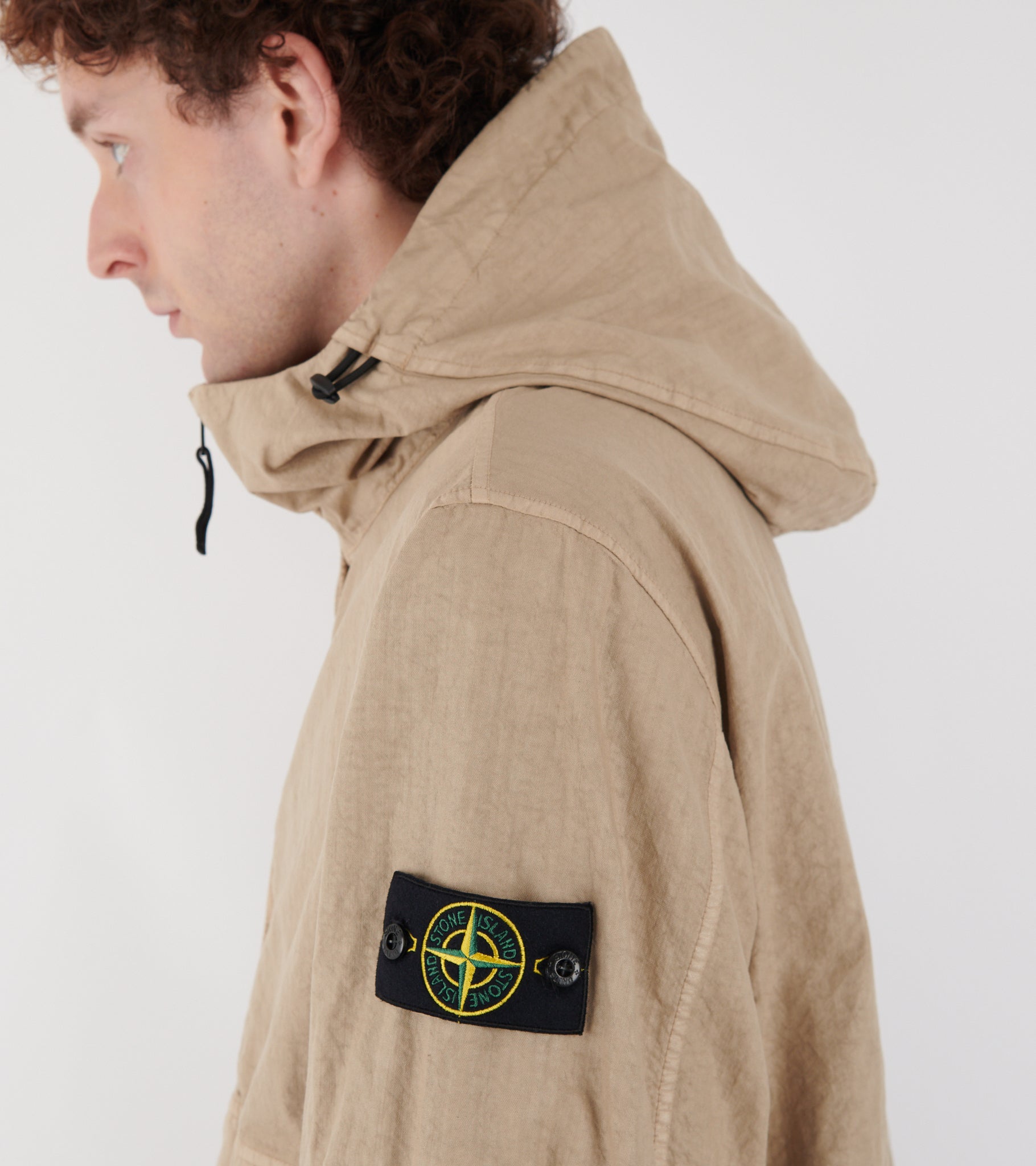 Organic-Look Nylon Panama-TC Jacket Beige