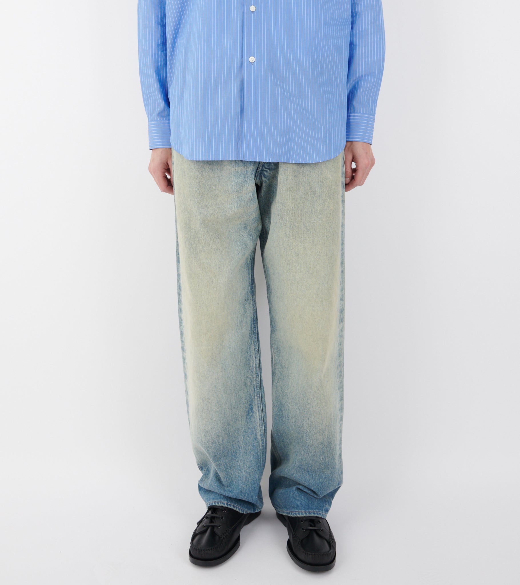 Selvedge Faded Heavy Denim Wide Pants Faded Indigo