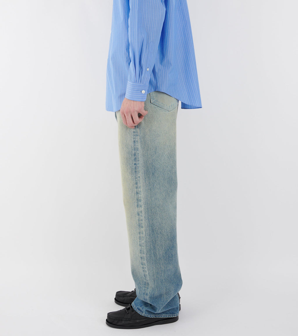 Selvedge Faded Heavy Denim Wide Pants Faded Indigo