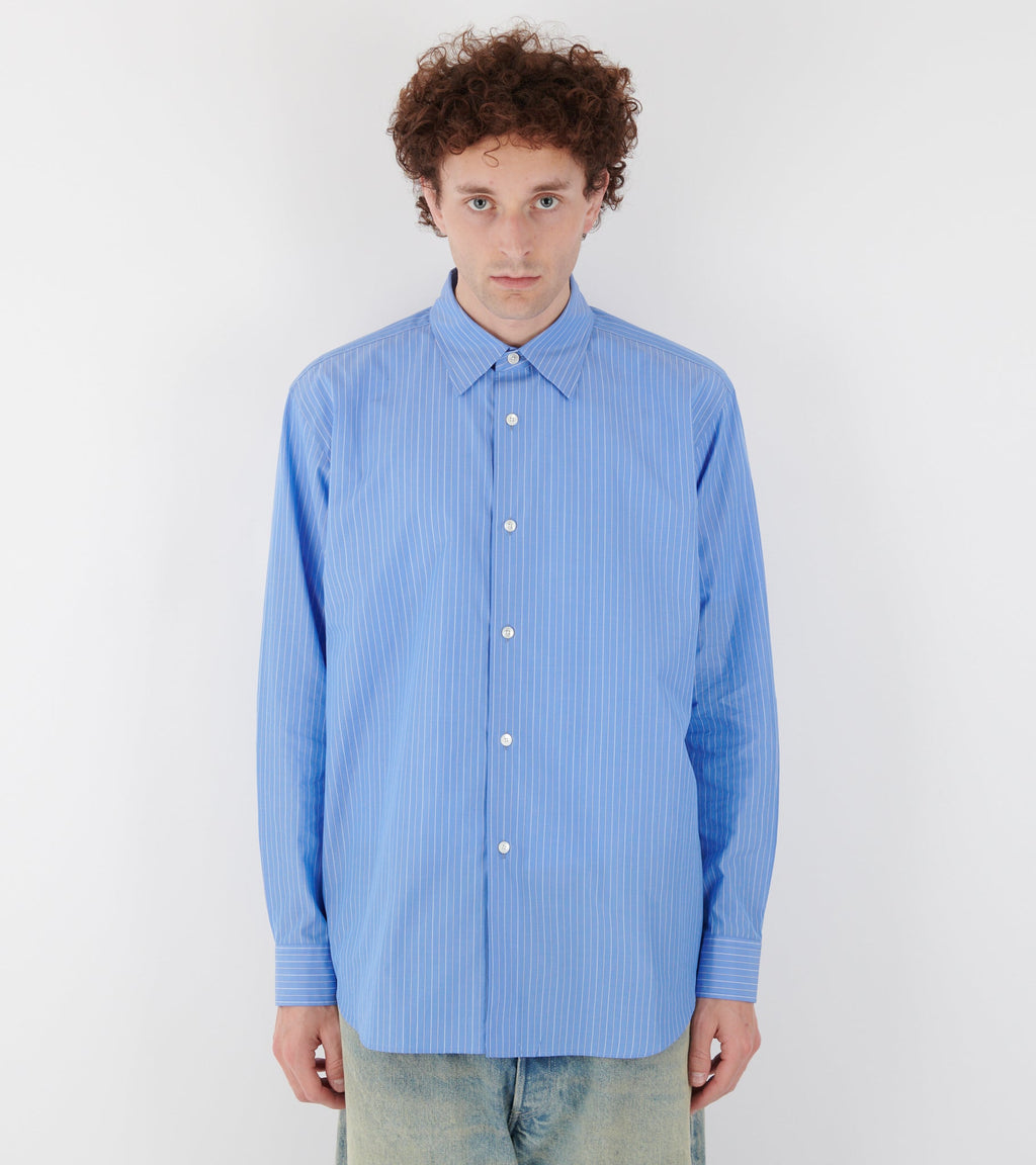Suvin High Count Cloth Stripe Shirt Blue Stripe