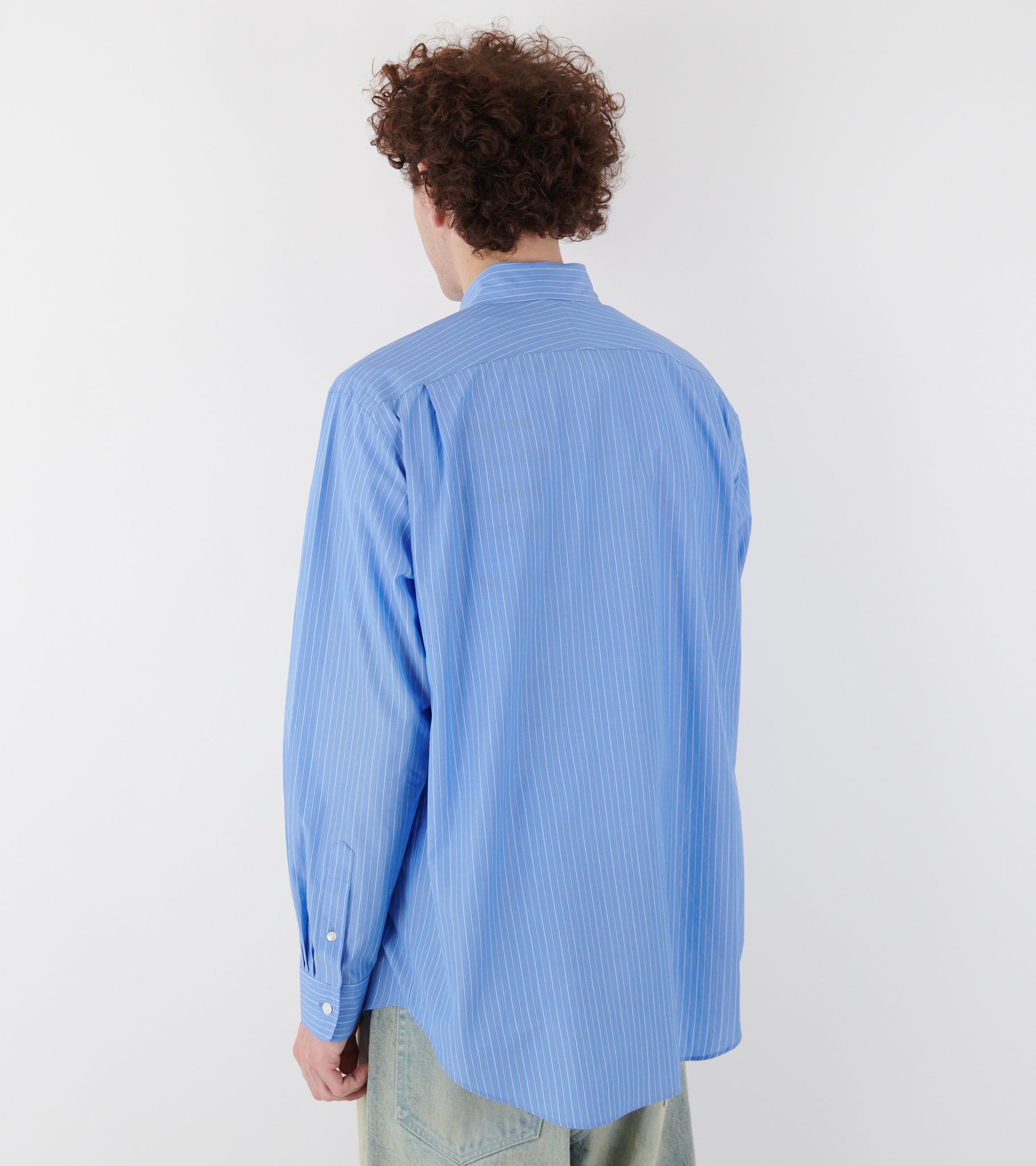 Suvin High Count Cloth Stripe Shirt Blue Stripe
