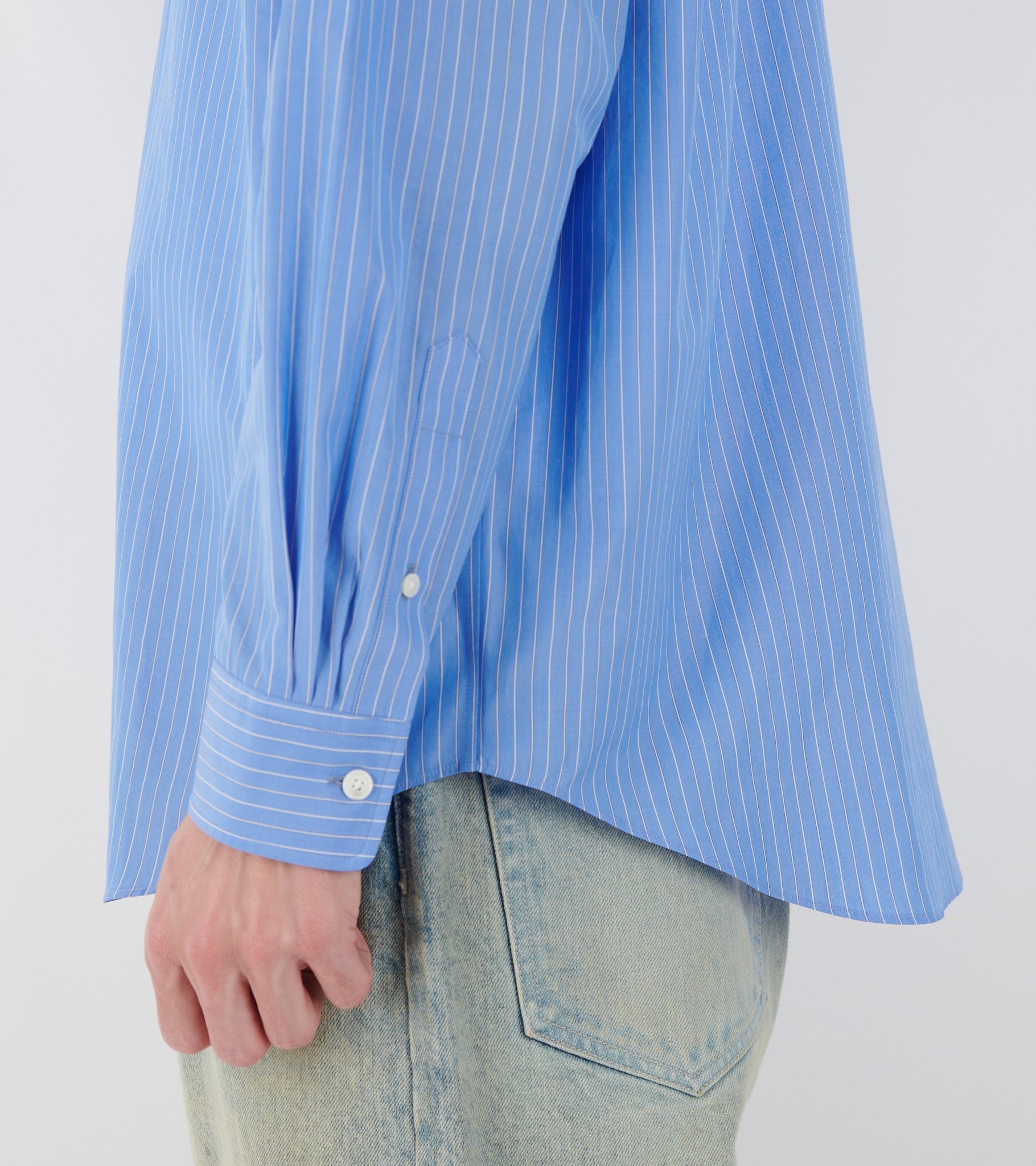 Suvin High Count Cloth Stripe Shirt Blue Stripe