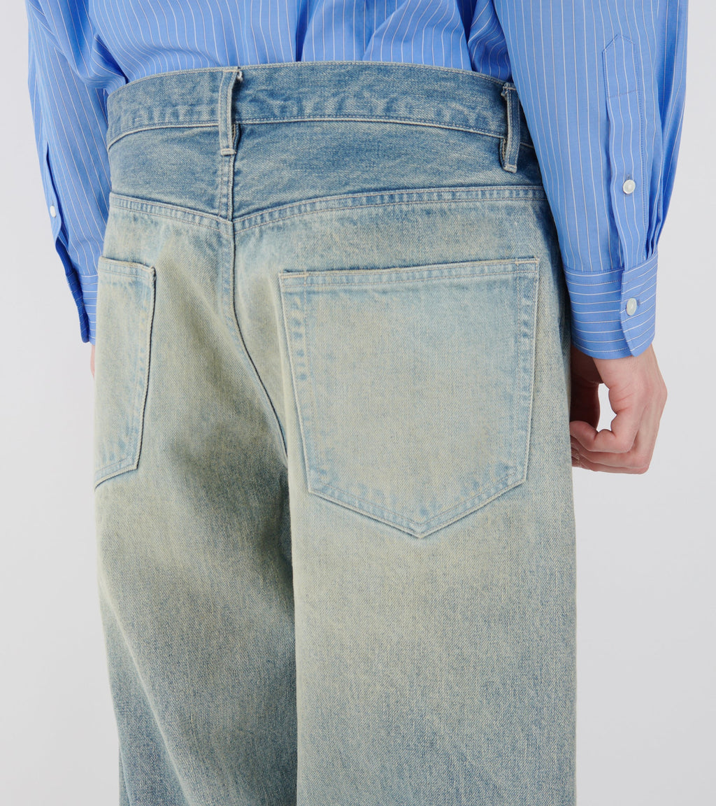 Selvedge Faded Heavy Denim Wide Pants Faded Indigo