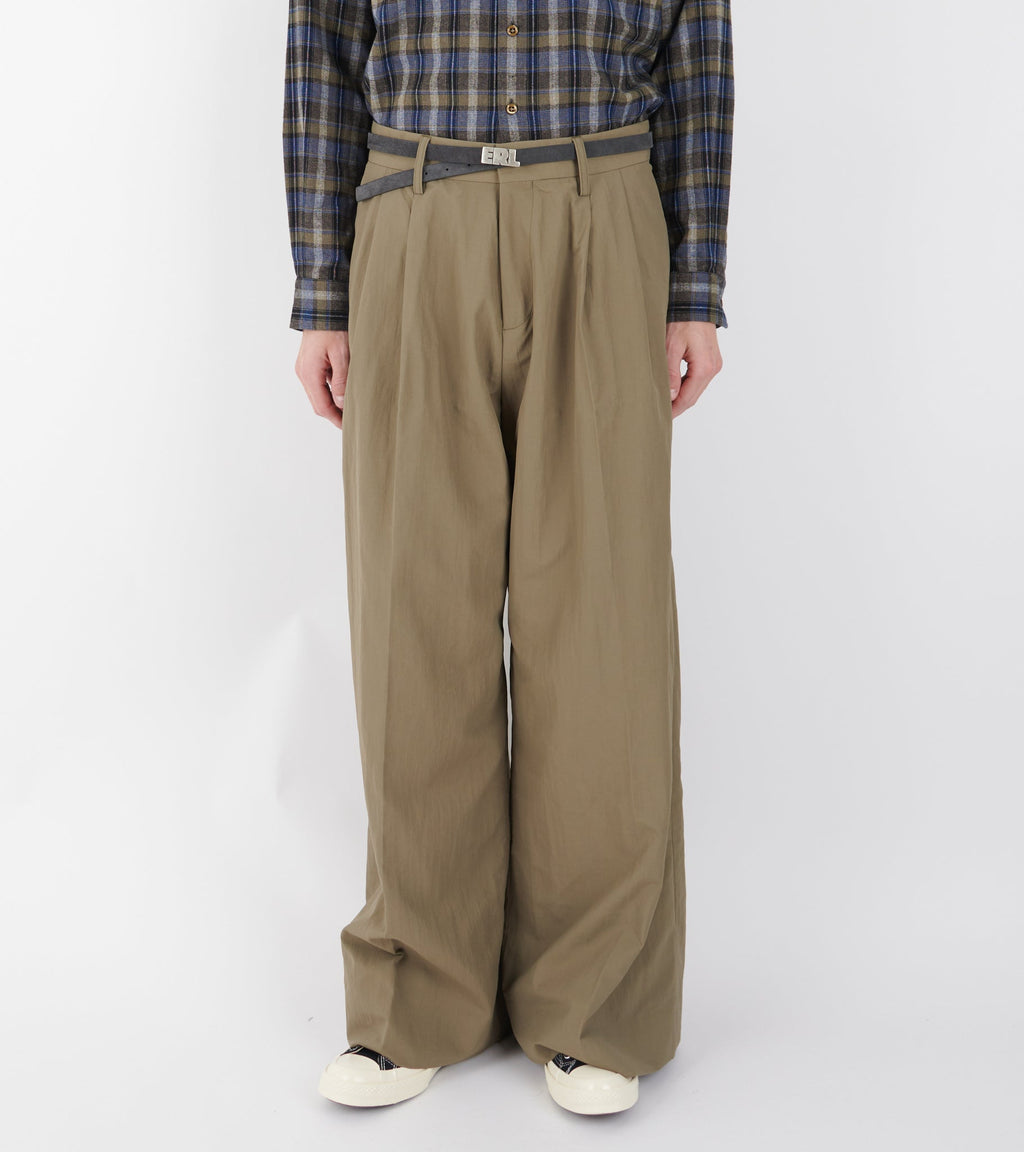 Nylon Pleated Suit Trousers Khaki