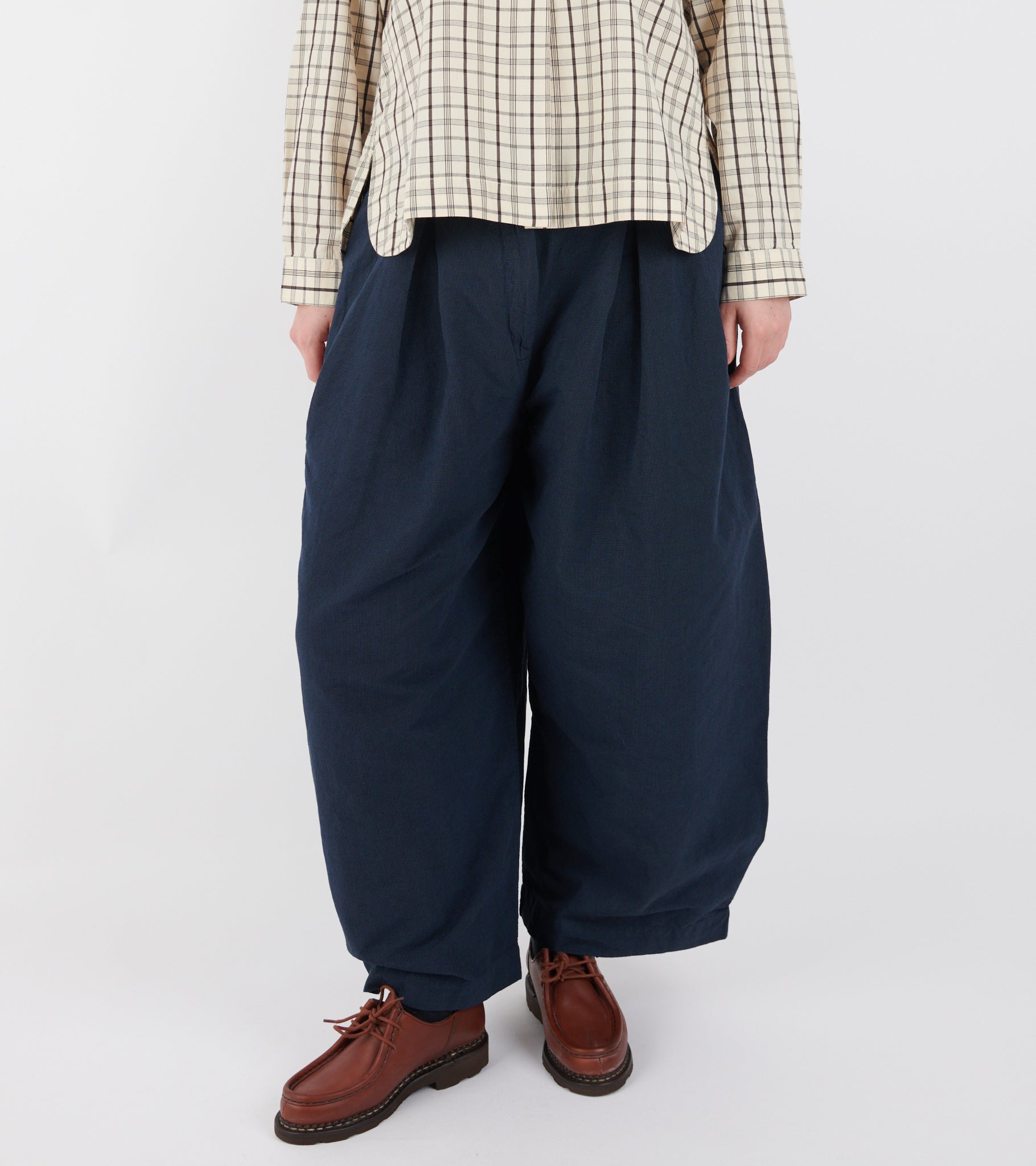 Micro Houndstooth Wide Leg Trousers Steel Blue
