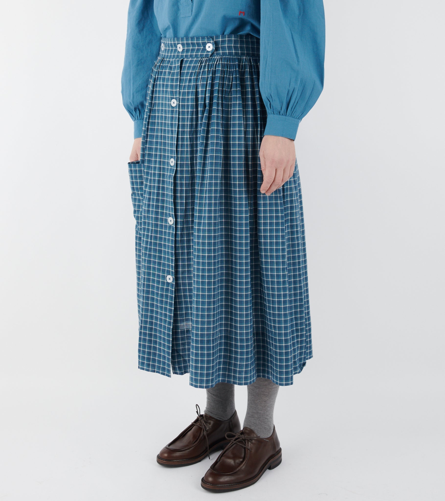 Mona Skirt No. 837 Messenger Checks Indigo