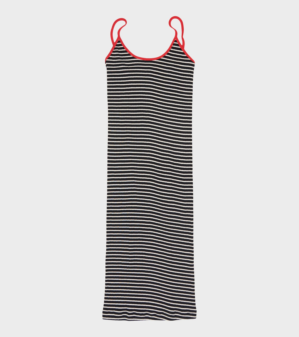 101 Strap Rib Mini Dress Black/Ecru/Red