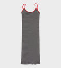 101 Strap Rib Mini Dress Black/Ecru/Red