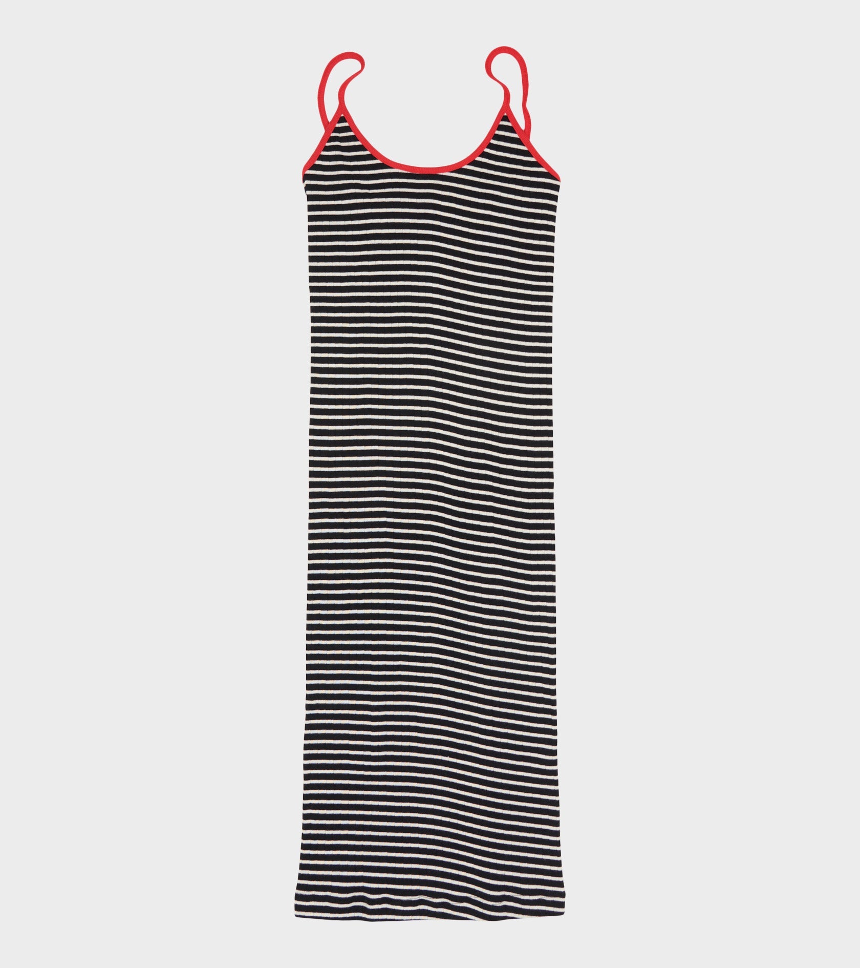 101 Strap Rib Mini Dress Black/Ecru/Red