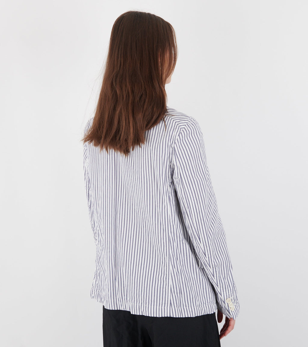 Striped Cotton Blazer White/Dark Blue