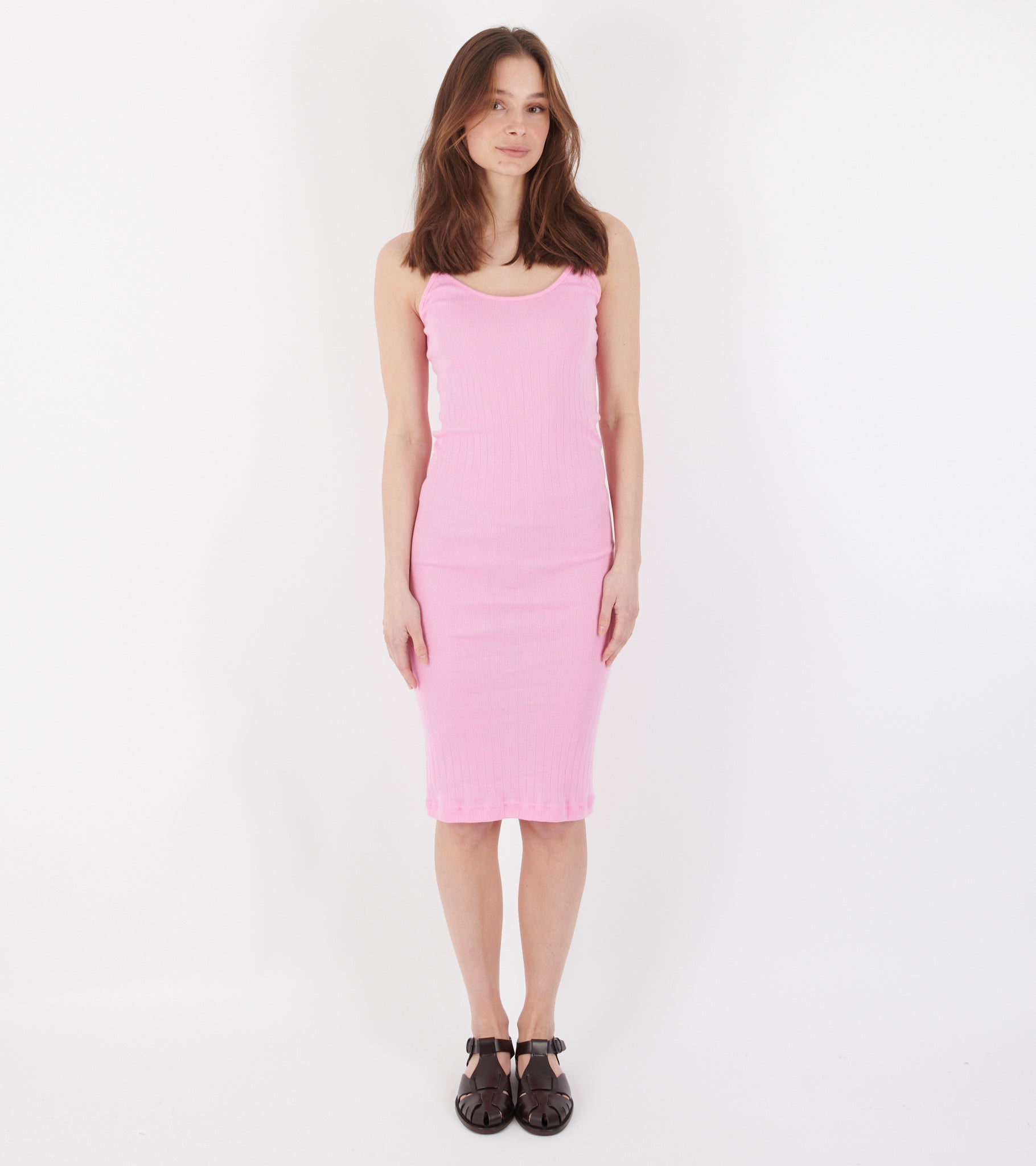 101 Strap Rib Mini Dress Light Pink