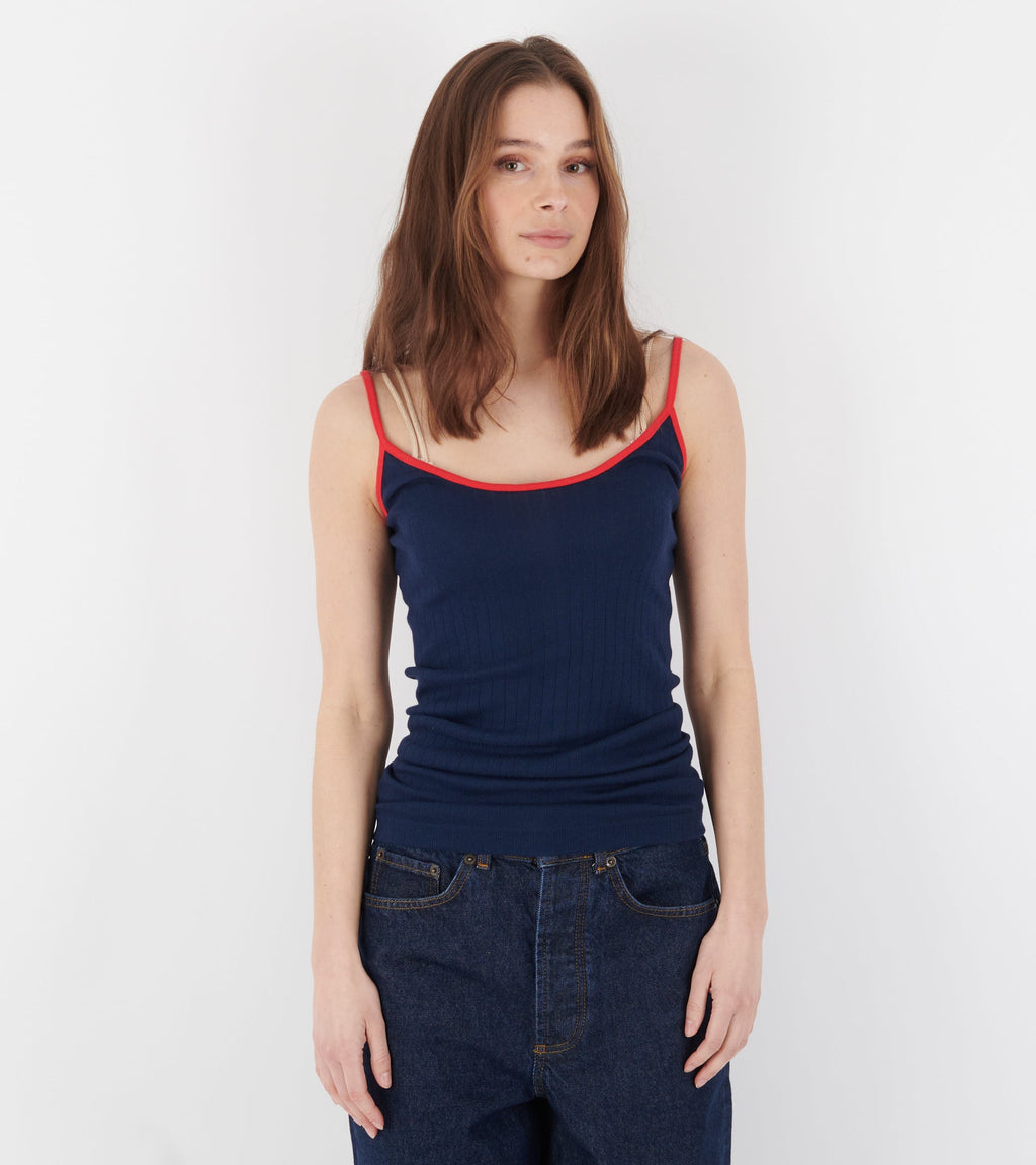 101 Strap Top Kontrast Marine/Red