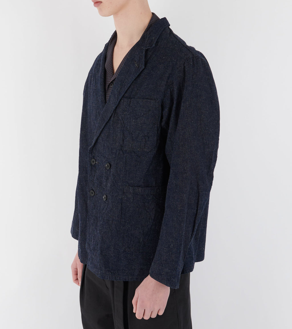 Cotton Linen Denim Jacket Blue