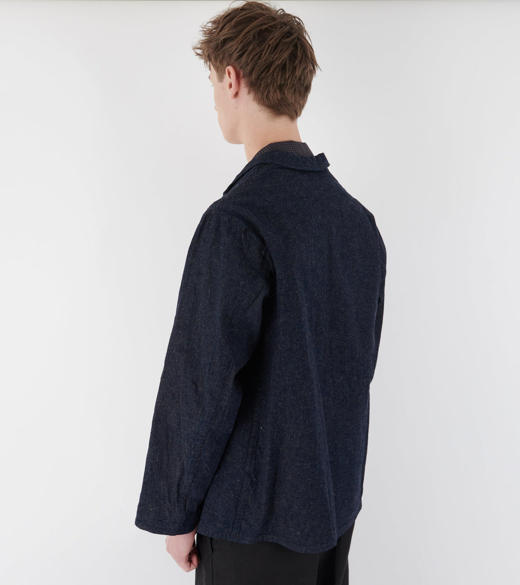 Cotton Linen Denim Jacket Blue