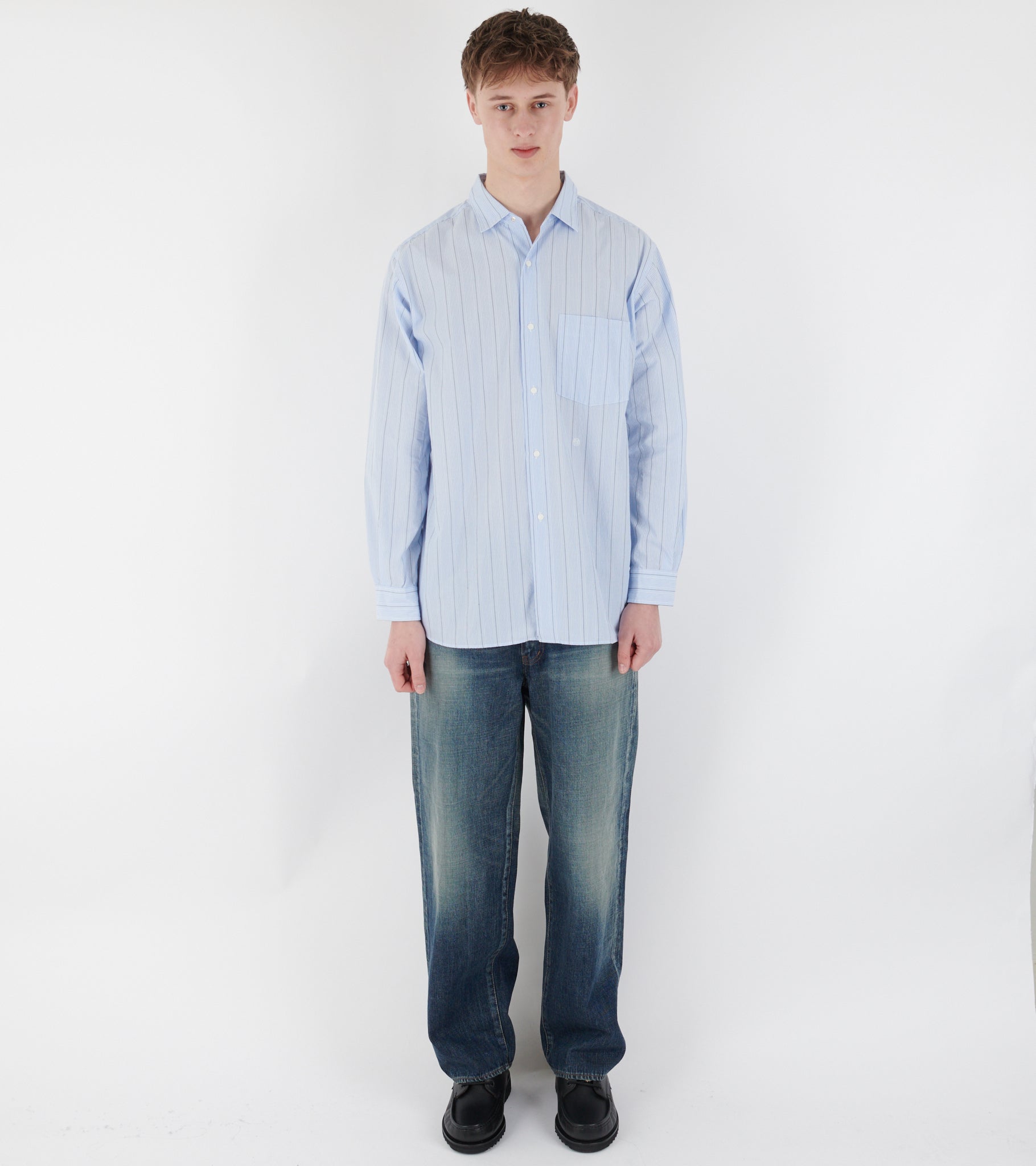 Stripe Wind Shirt Sax